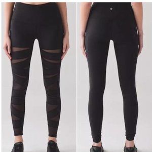 Lululemon Black Wunder Under Pant High Rise Se Mesh Activewear Bottoms